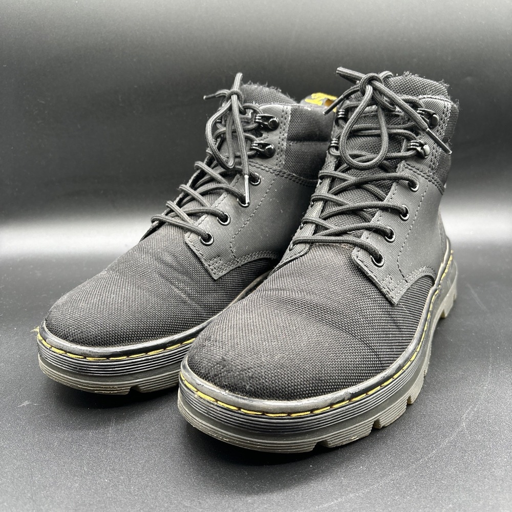 Dr Martens‎ Rakim Boots Men's 8 Black Canvas Lace Up Combat Casual